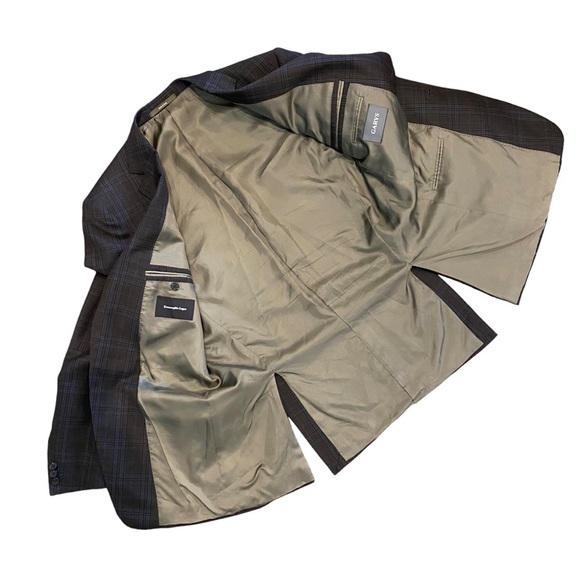 Ermenegildo‎ Zegna Men's Wool Jacket Blazer Grey Plaid Italy 2 Button 52R Flaws - Picture 9 of 16